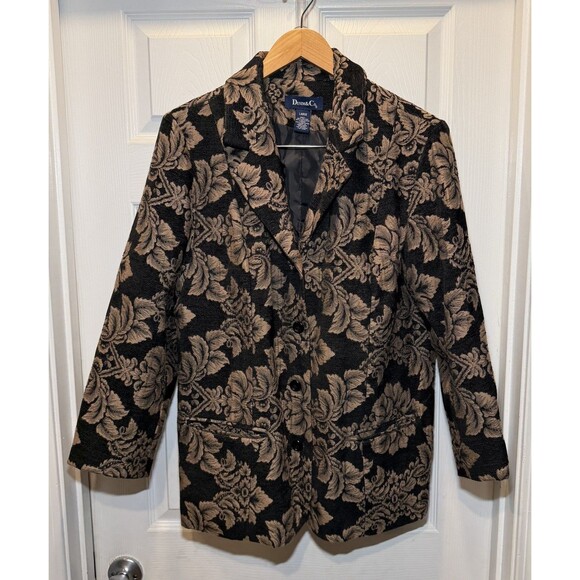 Jackets & Blazers - Vtg Denim & Co Tapestry Blazer Jacket Large Floral Damask Boho Dark Academia